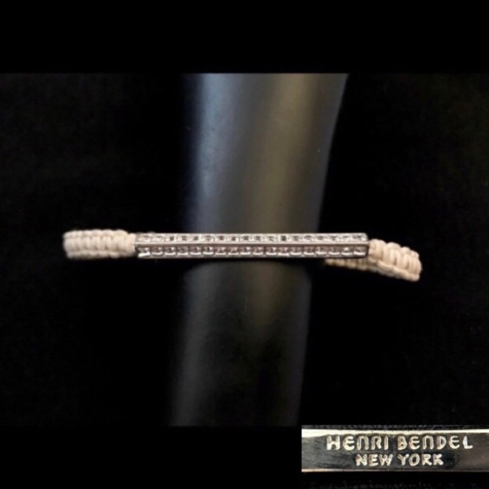 Henri Bendel Crystal CZ Deco Bar Macrame Bracelet